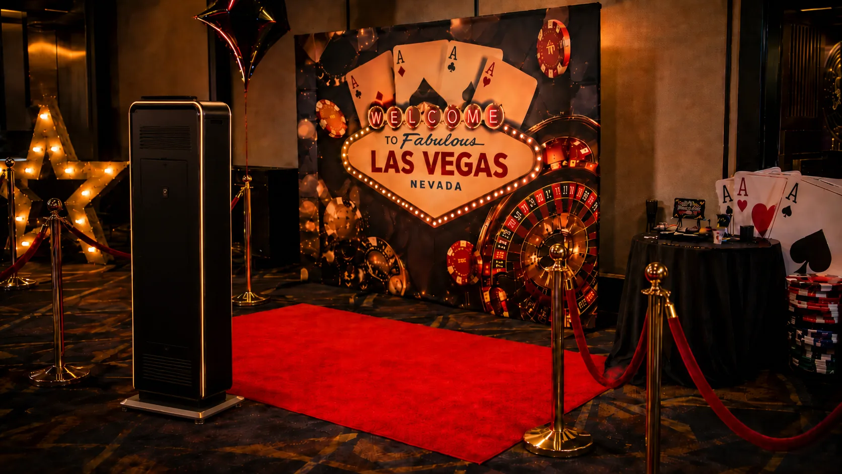 Coin photo photobooth sur le thème casino